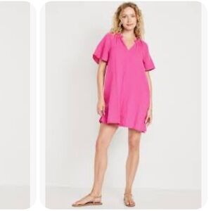 NWT Gap Pink Crinkle Gauze Dress Size S, M, XXL